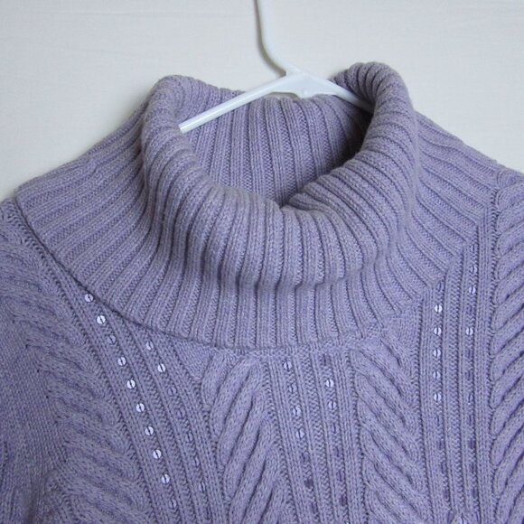 Talbots Purple Knit Turtleneck Sweater Wool Blend Women's L - Picture 3 of 6